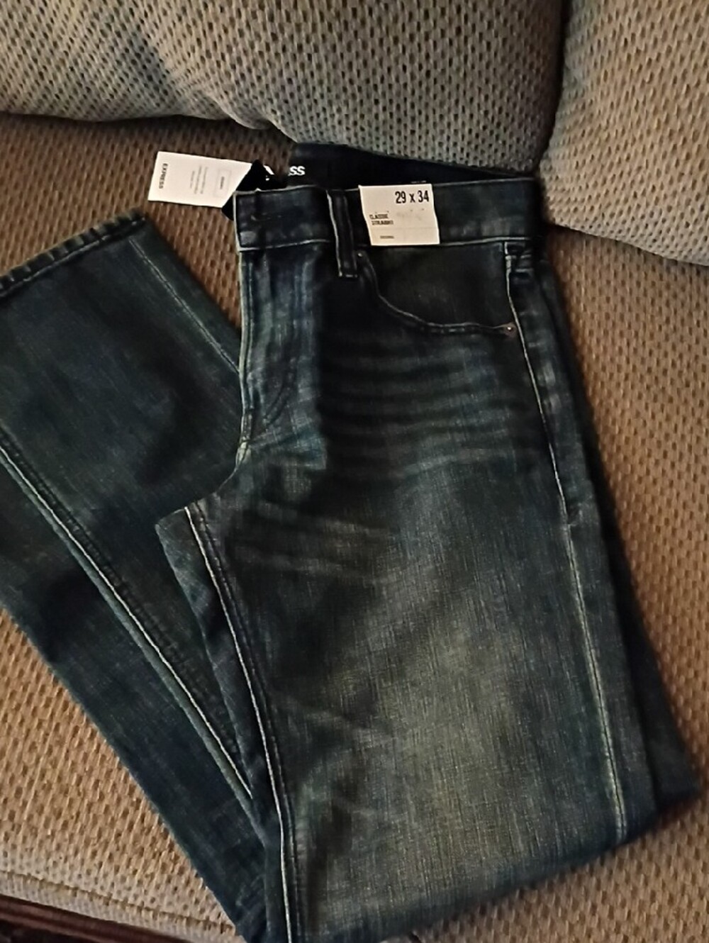 Express Men's Straight Jeans - Dark Blue 29 X 34 - Picture 2 of 9